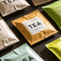 Sachets Mylar personnalisés thermoscellables à trois soudures latérales pour sachets de café et de thé, sachets de thé vides de qualité alimentaire