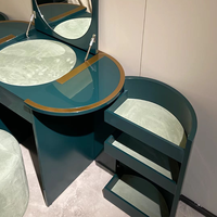Table de maquillage de luxe haut de gamme en bois massif de style italien moderne personnalisée avec miroir pour salon