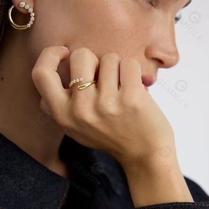Bagues ouvertes classiques TKJ en argent 925 plaqué or 18 carats avec zircone cubique <span class=keywords><strong>Tempo</strong></span> - Product Image 4