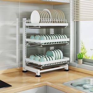 Altura ajustável Multifuncional Pia Prato Rack Com Utensílio Placa De Corte Knife Holder <span class=keywords><strong>Home</strong></span> Acessórios Titulares De Armazenamento - Product Image 6