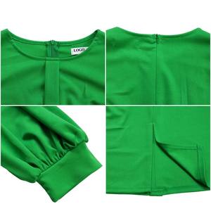 Nuovo abito estivo da donna in tinta unita alla moda manica a sbuffo abiti <span class=keywords><strong>Midi</strong></span> eleganti da donna - Product Image 4