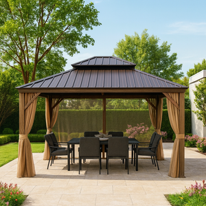 Gazebo multifonctionnel personnalisé pour l'extérieur, imperméable, toit en polycarbonate, cadre en aluminium 12x16, gazebo à toit rigide avec toit en métal - Product Image 4