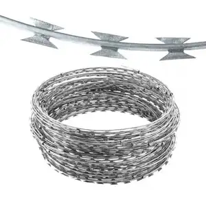 high quality BTO22 razor galvanized barbed wire with single cross straight coils