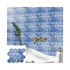 Mosaïque hexagonale océan mer bleu vague verre piscine tuile