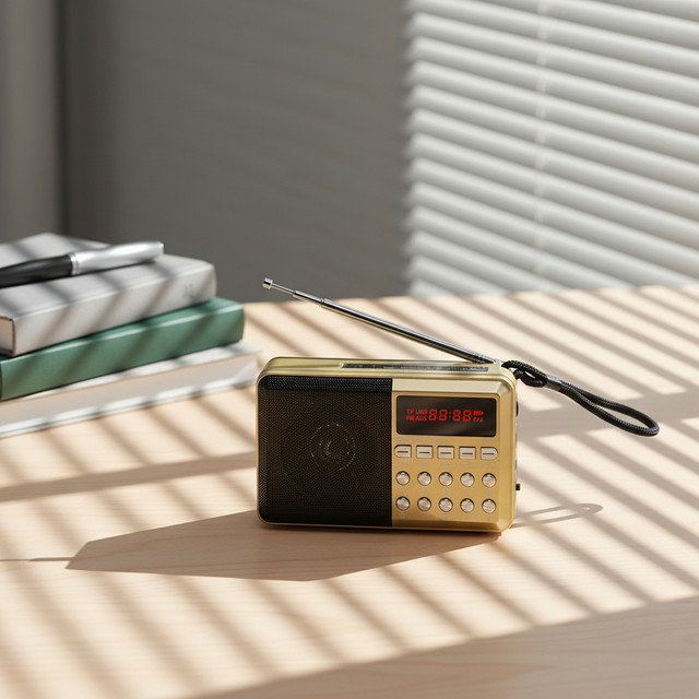 Portable Rechargeable FM Radio Player Digital Display Multi-Function Memory Card Slot for Music Player Speaker Flashlight