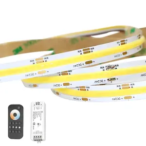 כפול לבן Cob Led רצועת DImmable 24v 12V 608 נוריות/m 10mm 5m CCT Cob led רצועת