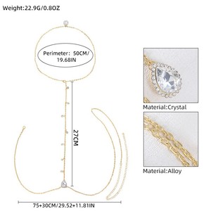 Catena per il corpo da donna alla moda, stile Sexy Pure Desire, con catena da collo, vita e petto, con gocce d'<span class=keywords><strong>acqua</strong></span> lucide e cristalli placcati elettroliticamente - Product Image 3