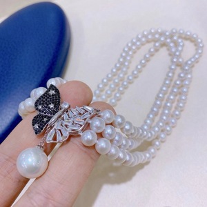 Natural Freshwater Pearl Pendant Necklace S925 <b>Silver</b> Versatile 9-12mm Collarbone Slightly Flawed Strong Light Wenchi China - Product Image 2