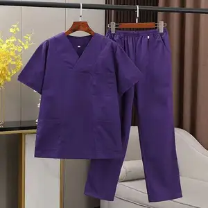 Hot selling New design 5 pocket medical nurse frosted uniform Hospital staff top clothing black printed cotton