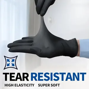 Gants jetables en nitrile noir, résistants, de qualité industrielle, sans latex, pour le nettoyage, les tatouages, les salons de manucure, la mécanique et le travail - Product Image 2