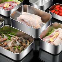 Boîte de rangement carrée pour réfrigérateur, boîte de congélation pour raviolis, boîtes de conservation alimentaire hermétiques en acier inoxydable avec couvercles