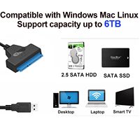 SATA USB 3.0 kabel adaptor, untuk 2.5 inci Hard Drive HDD/SSD Transfer Data eksternal Hard Drive konverter UASP tas casing Hard Drive