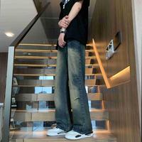 Jeans en denim pour hommes à ourlet déchiré, coupe décontractée, vente en gros