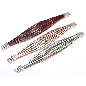 Bohemian Duo <span class=keywords><strong>Pimp</strong></span> Vòng Đeo Tay Thời Trang Sang Trọng Vàng Bạc Bead Bện Khóa Từ Vòng Đeo Tay Bãi Biển Phong Cách Vòng Đeo Tay Cho Phụ Nữ - Product Image 3