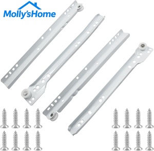 Riel deslizante de acero aleado recubierto de blanco de 10 pulgadas Elite, extraíble y de deslizamiento suave, para cajones de mesitas de noche - Product Image 2