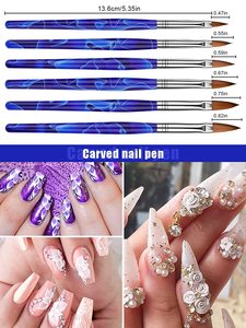 Kit de Manucure Professionnel de Luxe avec Pinceaux à Ongles en Acrylique, Outil de Pointillage, Pinceau Plat pour Fleurs 3D, Pinceau Gel UV et Brosse Dépoussiérante - Product Image 5