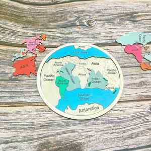 Juguete Educativo de Geografía, Rompecabezas de la Tierra, Continentes, Océanos, Mapa del Mundo de Madera con Clavijas - Product Image 2