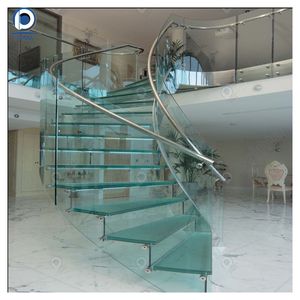 <span class=keywords><strong>Escalier</strong></span> de villa incurvé en acier galvanisé de conception moderne, durable et personnalisé haut de gamme PRIMA, avec <span class=keywords><strong>marches</strong></span> fermées en verre trempé pour intérieur - Product Image 3