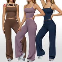 3127-1 Nouvel ensemble de yoga haut de gamme pour femme, séchage rapide, amincissant, avec leggings évasés, 2 pièces