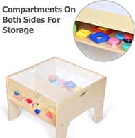 Table d'activités en bois 3-en-1 OEM avec lumière LED sensorielle pour enfants, plateau amovible et réversible pour salle de classe préscolaire et salle de jeux
