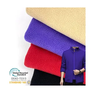 Punto de poliéster Mirco Polar Fleece Tela de color liso de un solo lado Polar Sheared Plush Knitted Garment Fabric