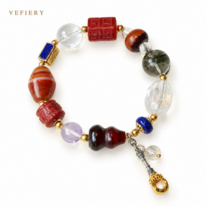Pulsera de Cuentas de Ágata Mixta al por Mayor, Joyería Elástica de Piedra Natural Colorida para Mujer, OEM Personalizado - Product Image 1