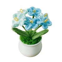 Tanaman Tulip dan Bunga Matahari Lucu Buatan Tangan, Ornamen Pot Bunga Buatan Rajutan untuk Dukungan Emosional di Rumah dan Kantor