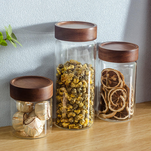 Frasco de Vidrio Reutilizable y Sostenible para Almacenamiento de Alimentos con Tapa de Madera, Organizador de Cocina, Recipientes de Almacenamiento para el Hogar - Product Image 4