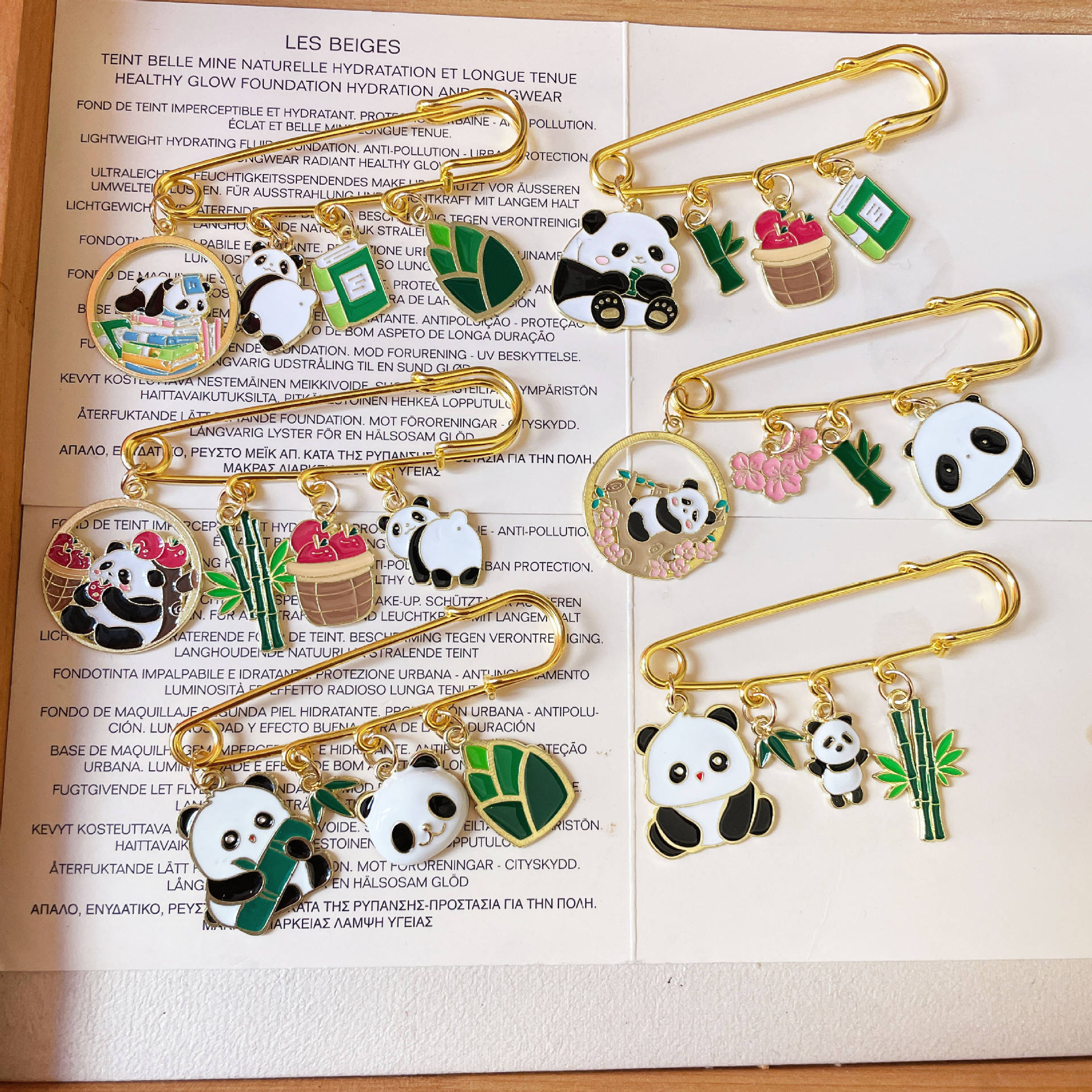 Creative Bamboo Panda Brooch Pin For Bags Clothing Accessories