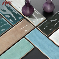 Carreaux muraux pour salle de bain et cuisine, surface irrégulière, brique multicolores, bleu brillant, 75x300