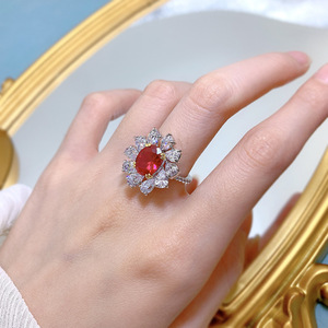 Роскошные женские серебряные красные кольца S925 с сокровищами, 8*10 овальной формы в стиле ретро, изысканные украшения - Product Image 4