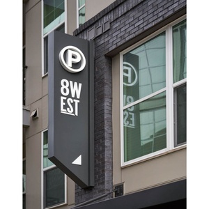 Hotel Shop Led <b>Illuminated</b> Sign Board Wall Mounted 3d Light Box Blade Sign Custom Business Logo Letters Sign for Outdoor - Product Image 2