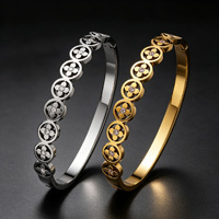 Bracelets pour femmes en acier inoxydable de haute qualité plaqués or 18 carats avec incrustation de zircon, trèfle à quatre feuilles de 8 mm, bijoux classiques à la mode