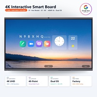 Tableau blanc interactif intelligent 4K pour l'enseignement en classe, 75, 86, 98 pouces, multi-touch 40 points, pour l'enseignement en classe