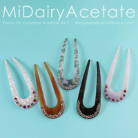 Midairy coiffure européenne et américaine mode rétro tempérament acétate en forme de U bâton de cheveux épingle à cheveux fourchette 13.8cm 4317