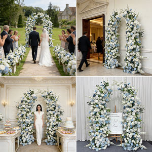 Arco de Flores Artificiales de Loto Azul y Blanco, Diseño Moderno y Lujoso, Realista, Ecológico, Impermeable, Hecho a Mano - Product Image 2