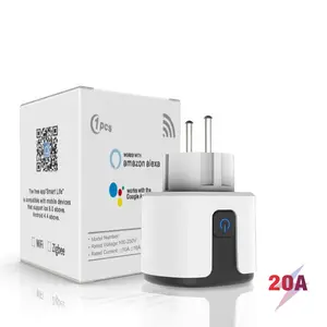 ポータブル16A20A TuyaスマートソケットEUWiFi ZigbeeプラグAlexa、Google Home Voiceリモートコントロールワイヤレスソケットと互換性があります