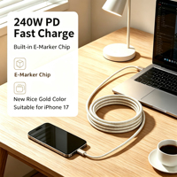 Câble USB-C tressé en nylon 240W à charge ultra-rapide, cordon de données durable Type-C vers Type-C pour iPhone 15 16 17