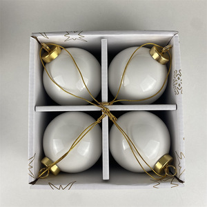 Boules <span class=keywords><strong>de</strong></span> <span class=keywords><strong>Noël</strong></span> en céramique personnalisées, brillantes et émaillées, blanches unies, pour la décoration <span class=keywords><strong>de</strong></span> l'arbre et <span class=keywords><strong>de</strong></span> la maison - Vente en gros - Product Image 3