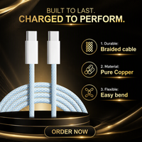 Câble de charge rapide en cuivre pur 3A PD 60W Type-C vers Type-C OD 3.5 en nylon tressé pour 15/16 Pro Max USB C 1M 2M