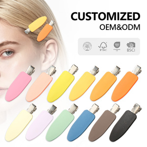 En gros Pinces à <span class=keywords><strong>cheveux</strong></span> plates sans pli, Pinces à <span class=keywords><strong>frange</strong></span> mates sans pli, Pinces de maquillage, Épingles de coiffure ovales couleur bonbon pour femmes et filles - Product Image 1