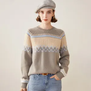 Mongolia Manufacturer Design Knitting Crew Neck Cashmere Sweater Wholesale Cashmere Wool Sweater Pullover For Women