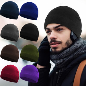 Winter Fleece Beanie Hat Thickened Warm Solid Color For Hiking Sports Skiing Outdoor Windproof Inner Liner Adult Unisex - Product Image 1