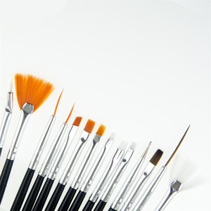 Lot de 15 pinceaux à ongles en nylon à manche noir, type éventail, pour la sculpture, la peinture florale au gel et le design de cristaux - Product Image 4