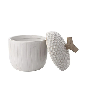 Tarro de almacenamiento de especias para cocina, con forma de bellota, color blanco mate, estilo vintage, artículos para el hogar, cerámica, para té, café, azúcar - Product Image 3