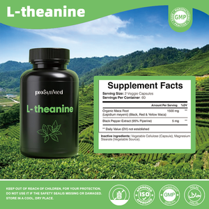 Capsules de <span class=keywords><strong>L</strong></span>-théanine avec racine de maca, amélioration de la concentration, stimulation énergétique, nootropique, extrait de poivre noir, complément alimentaire pour adultes - Product Image 2