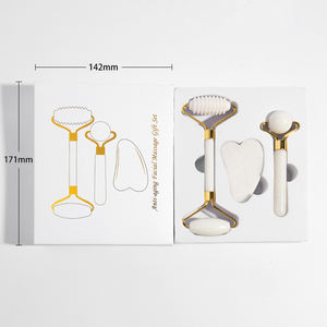 Vente en gros <span class=keywords><strong>Pierre</strong></span> <span class=keywords><strong>de</strong></span> <span class=keywords><strong>jade</strong></span> naturelle Visage Beauté Anti-âge Ensemble Rouleau <span class=keywords><strong>de</strong></span> <span class=keywords><strong>jade</strong></span> blanc Gua Sha Outil pour Massage du visage - Product Image 4