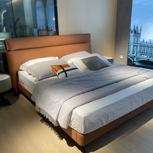 Ensemble de meubles de chambre à coucher gris pour hôtel Lit King Size en cuir italien Lits classiques, modernes et luxueux avec tête de lit - Product Image 5