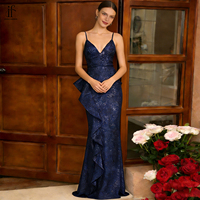 Robe longue à volants et col en V, robe de soirée, fabricant
