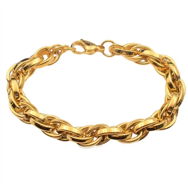 Bracciale a maglie intrecciate di lusso in acciaio inossidabile 18 carati placcato in oro 18 carati di alta qualità in stile italiano